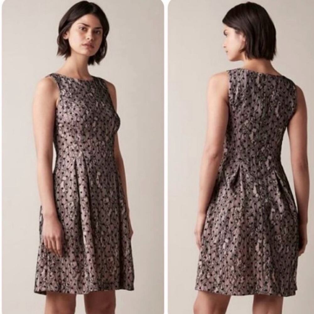 NWT Jason Wu Pink Black Lace Overlay Illusion Sleeveless Fit & Flare Dress T0391